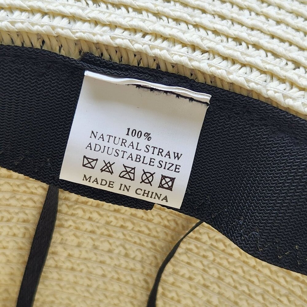 Wide-Brim Straw Sun Hat "Happily Ever After" Adjustable Wedding Honeymoon Bride - Picture 6 of 7